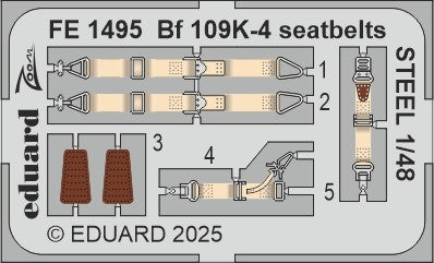 Ceintures de sécurité en acier Eduard FE1495 Bf 109K-4 EDUARD 1/48