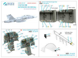 Quinta Studio QDS-32147 F/A-18B Early Intérieur imprimé en 3D et coloré sur papier décalcomanie (Academy) (Petite version) 1/32  – image 12