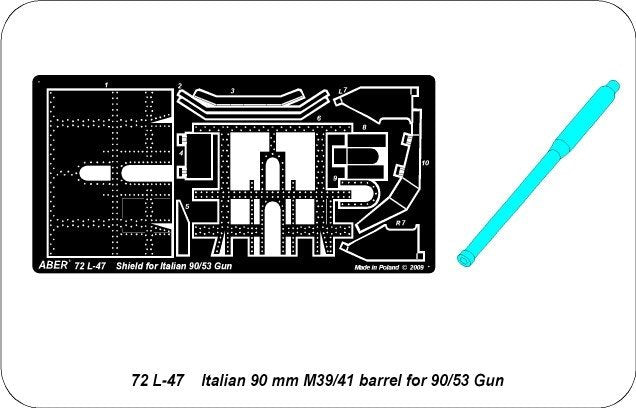 Canon italien Aber 72L-47 de 90 mm pour canon 90/53 et bouclier supplémentaire entièrement détaillé à l&amp;#39;échelle 1/72 – immagine 4