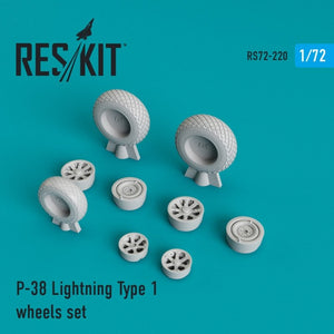 RESKIT RS72-0220 Jeu de roues P-38 Lightning Type 1 1/72