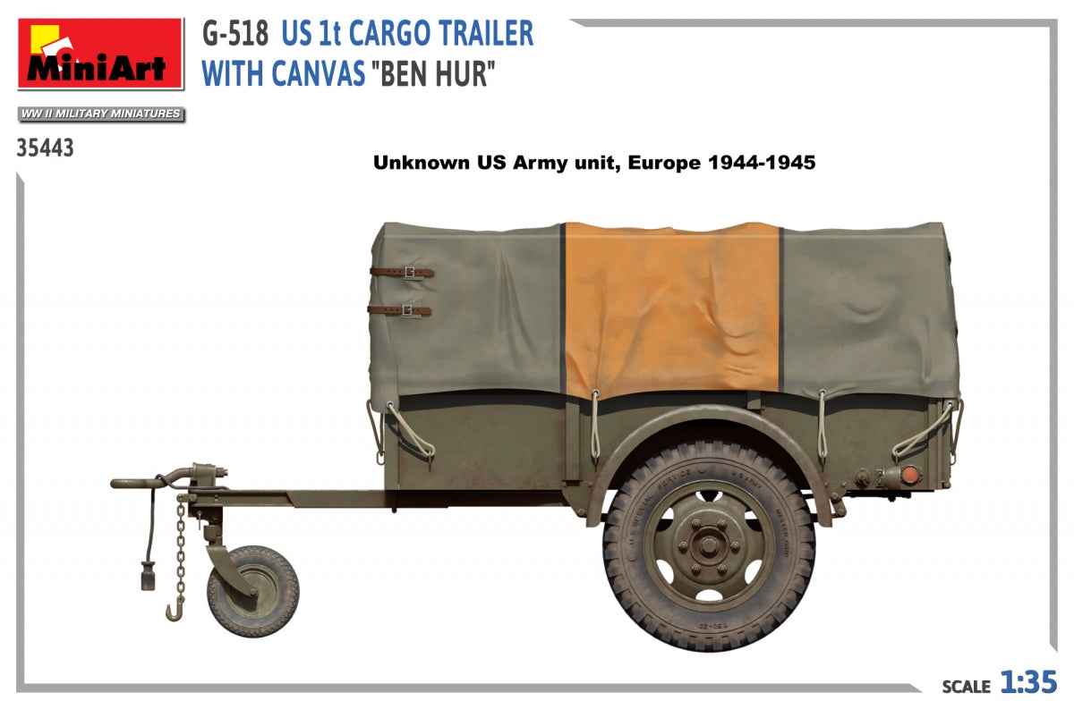 MiniArt 35443 G-518 US 1t REMORQUE CARGO AVEC TOILE BEN HUR 1/35 – Bild 6