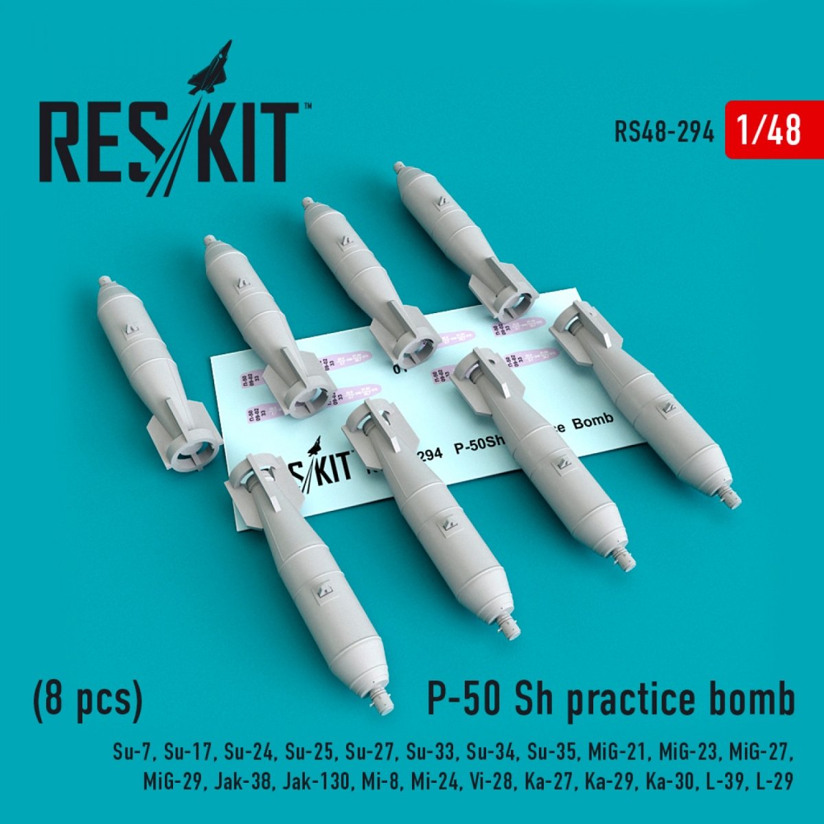 RESKIT RS48-0294 P-50 SH BOMBES D'ENTRAÎNEMENT (8 PIÈCES) 1/48