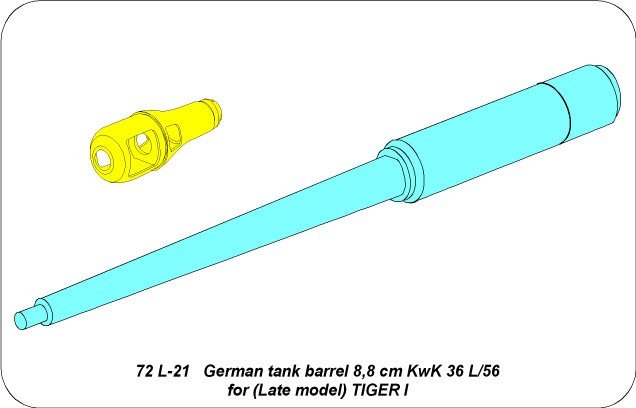 Canon de char allemand Aber 72L-21 de 8,8 cm KwK 36 L/56 pour Tiger I (modèle tardif) à l&amp;#39;échelle 1/72 – image 4