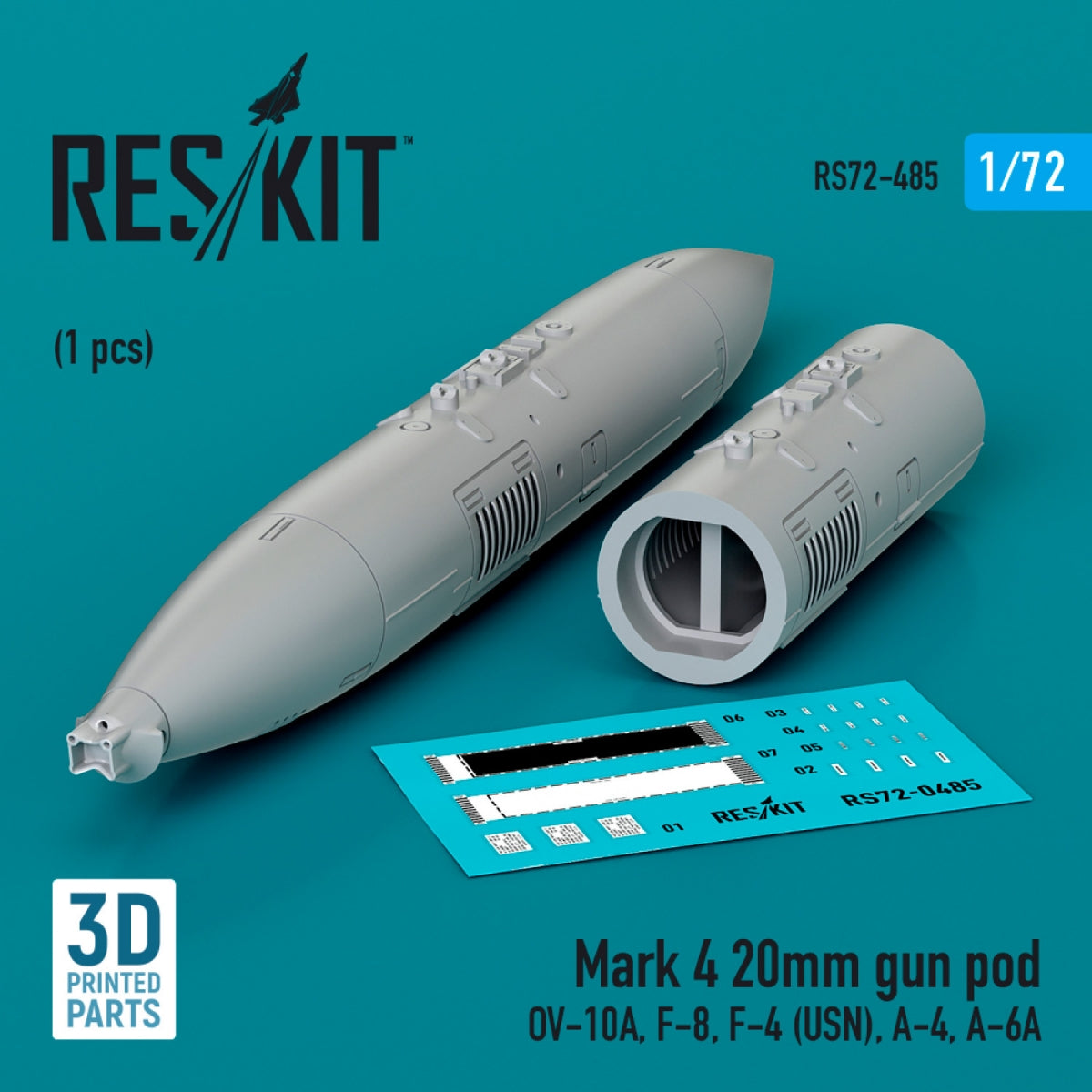 RESKIT RS72-0485 Mark 4 Nacelle de canon de 20 mm (1 pièce) (Impression 3D) 1/72 – image 2