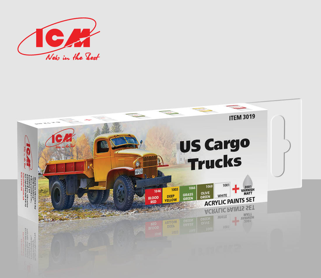 Ensemble de peinture acrylique ICM 3019 pour camions de transport américains, 5 x 12 ml