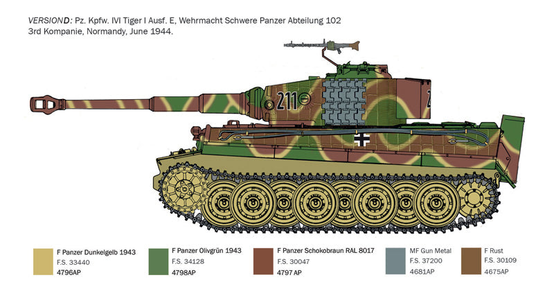 Italeri 6754 Sd.Kfz.181 Panzerkampfwagen Tiger I Ausf.E (production tardive) Jour J 80e anniversaire 1/35 – Bild 7
