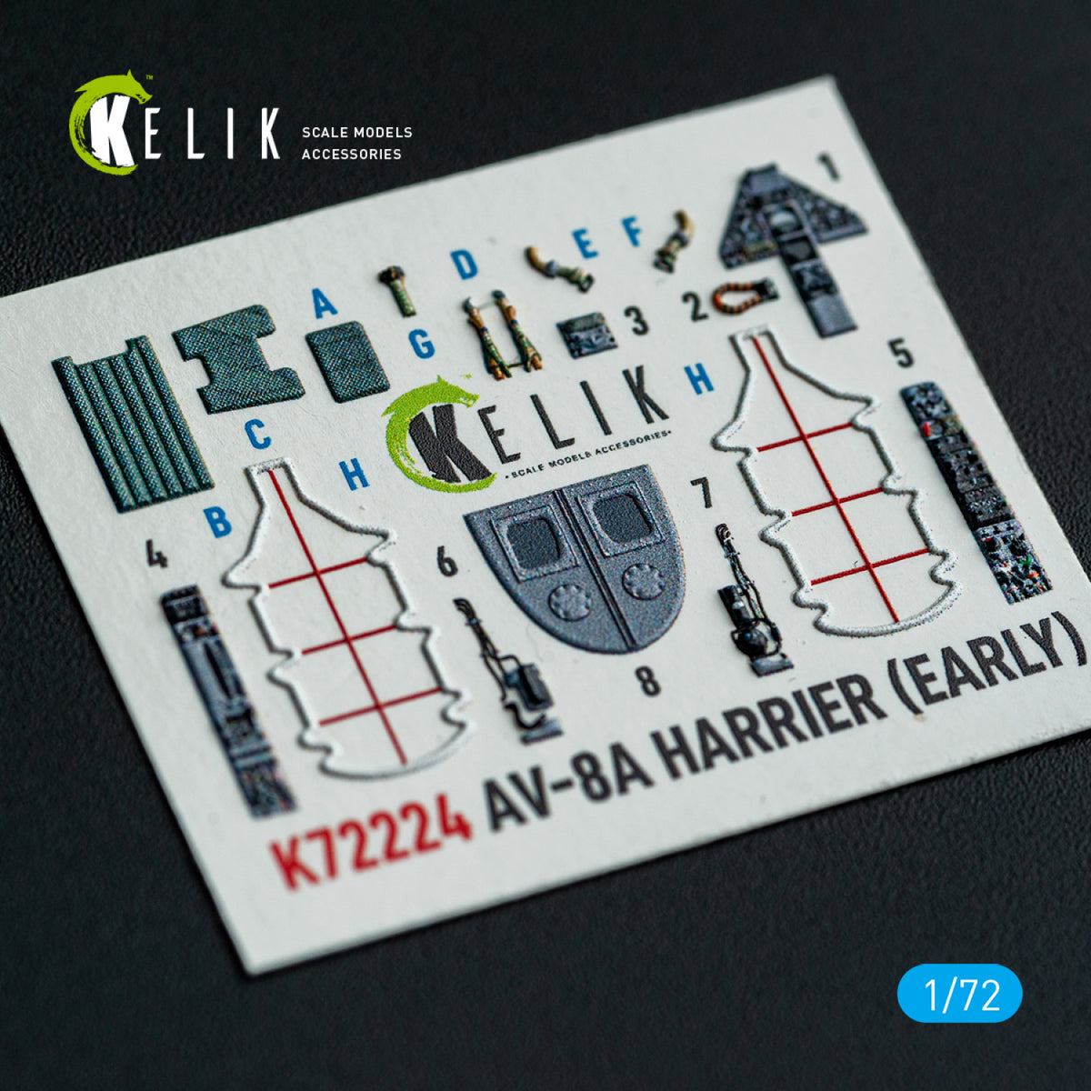 Kelik K72224 AV-8A Harrier (early) - interior 3D decals for Italeri kit 1/72 – image 2