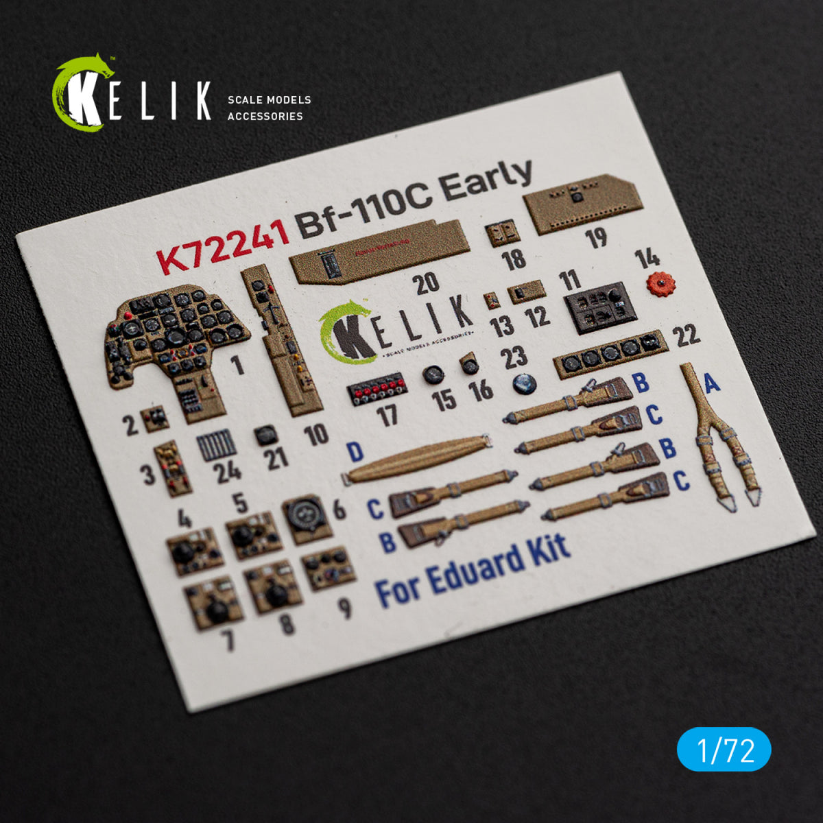KELIK K72241 Messerschmitt Bf-110 C (Early) - Interior 3D Decals (for Eduard Kits) 1/72 – zdjęcie 6