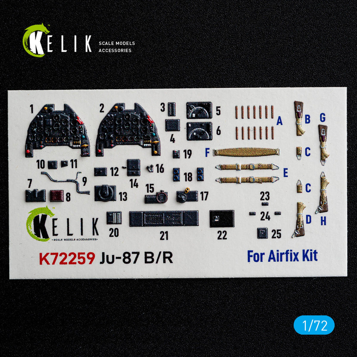 KELIK K72259 Junkers Ju-87 B/R Stuka - Interior 3D Decals (for Airfix Kits) 1/72 – Bild 2