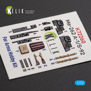 KELIK K72260 Messerschmitt Me-262 A-1 / S-92 - Interior 3D Decals (for Arma Hobby Kits) 1/72 – zdjęcie 4
