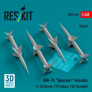 Missiles RESKIT RS48-0454 AIM-7A « Sparrow I » (4 pièces) (Impression 3D) 1/48