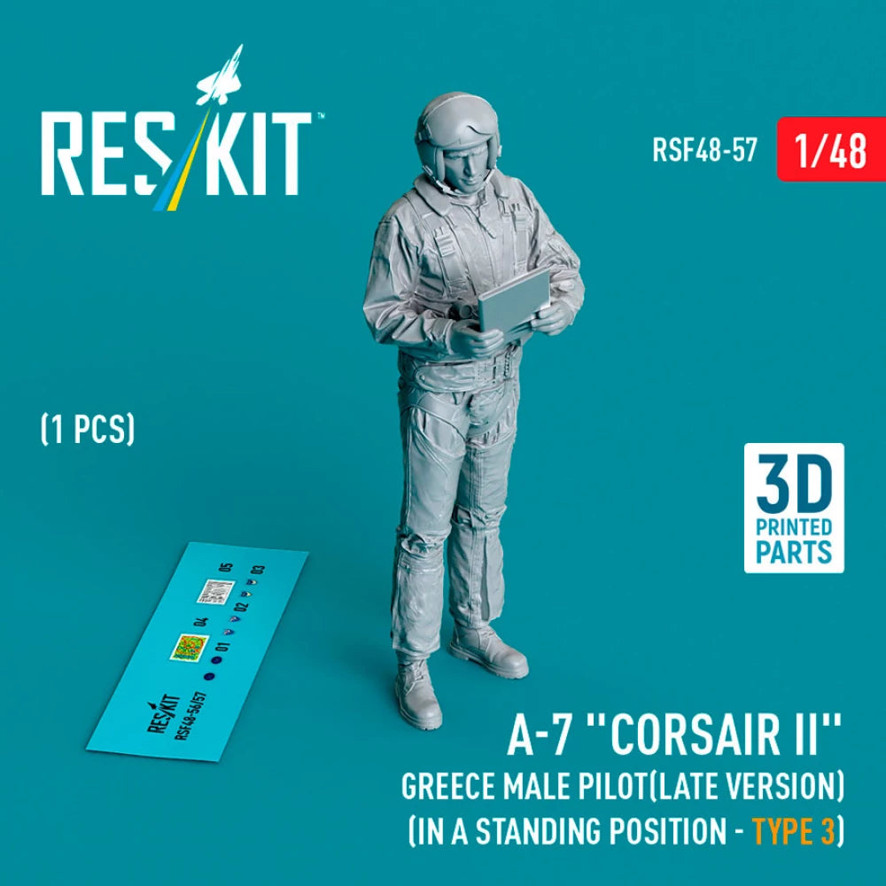RESKIT RSF48-0057 A-7 « Corsair II » Grèce, pilote masculin (position debout - type 3) (1 pièce) (Impression 3D) 1/48 