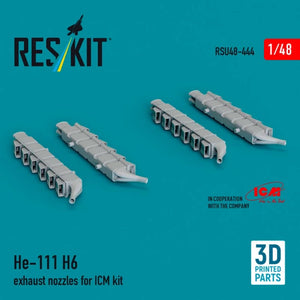 RESKIT RSU48-0444 Buses d&amp;#39;échappement He 111 H-6 pour kit ICM (impression 3D) 1/48