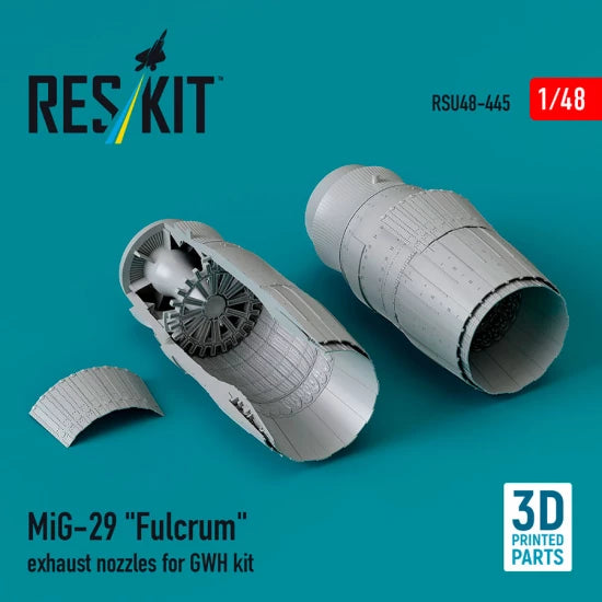 RESKIT RSU48-0445 Tuyères d'échappement MiG-29 « Fulcrum » pour kit GWH (impression 3D) 1/48