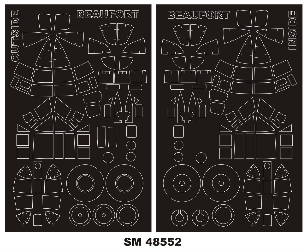 Montex SM48552 BRISTOL BEAUFORT ICM Mini Mask for painting 1/48
