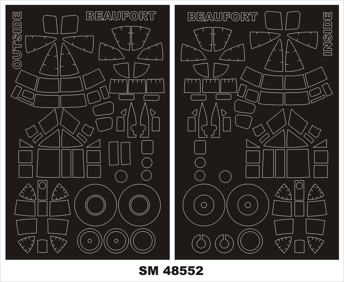 Montex SM48552 BRISTOL BEAUFORT ICM Mini Mask for painting 1/48