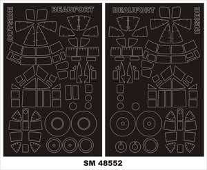 Montex SM48552 BRISTOL BEAUFORT ICM Mini Mask for painting 1/48