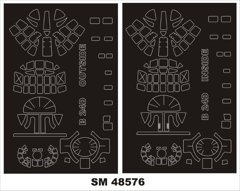 Montex SM48576 B-24D LBERATOR HOBBY BOSS Mini Mask for painting 1/48