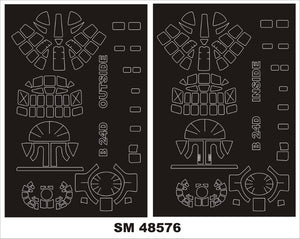 Montex SM48576 B-24D LBERATOR HOBBY BOSS Mini Mask for painting 1/48