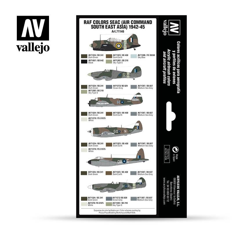 Vallejo 71146 Couleurs RAF SEAC (Commandement aérien Asie du Sud-Est) 1942-1945 8 x 17 ml – image 2