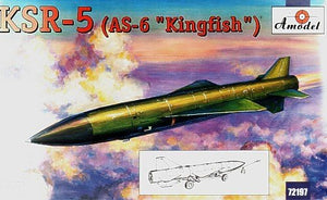 Maquette A-Model 72197 Raduga KSR-5 (AS-6 « Kingfish ») Missile de croisière aéroporté à longue portée et missile antinavire soviétique, échelle 1/72