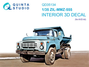 Intérieur coloré imprimé en 3D sur papier décalcomanie (AVD) Quinta Studio QD35134 ZIL-MMZ-555 1/35