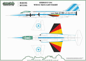 Décalcomanies ModelMaker D48195 F-104 allemand WTD 61 98/04 Dernier vol 1/48