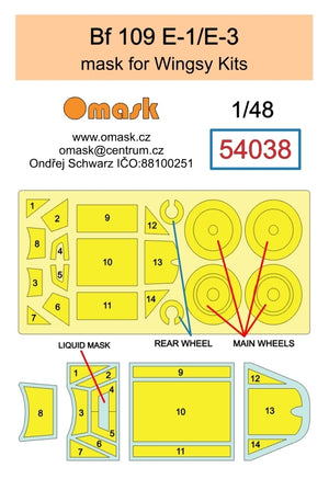 Omask 54038 Bf 109 E-1 / E-3 mask (for Wingsy Kits) 1/48 – zdjęcie 2