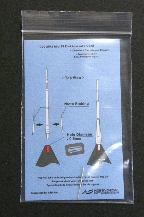 HobbyDecal MT72015V1 Mig-29 jeu de tubes de Pitot 1/72