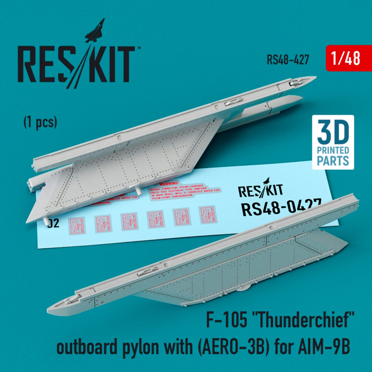 RESKIT RS48-0427 Pylône extérieur F-105 « THUNDERCHIEF » (AERO-3B) pour AIM-9B (IMPRIMÉ EN 3D) 1/48