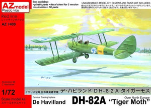 Maquette AZmodel 7409 De Havilland D82A Tiger Moth survolant l&amp;#39;Europe du Nord, échelle 1/72