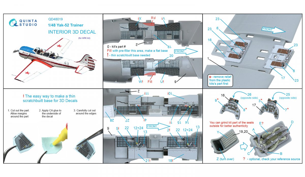 Intérieur du Yak-52 imprimé en 3D et coloré (ARK) par Quinta Studio QD48019, échelle 1/48 – image 2