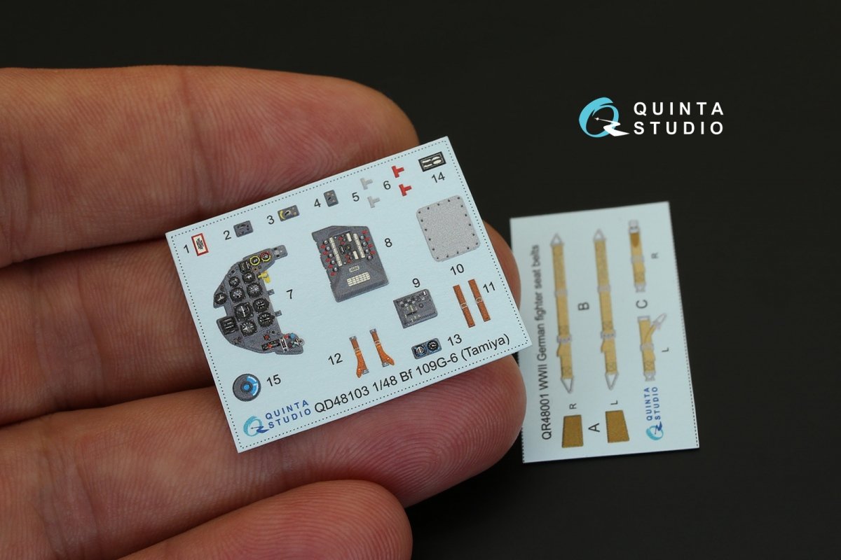 Intérieur imprimé en 3D et coloré sur papier décalcomanie Quinta Studio QD48103 Bf 109G-6 (pour maquette Tamiya) 1/48 – immagine 4