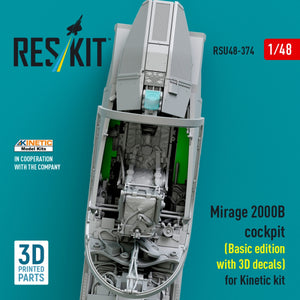 RESKIT RSU48-0374 Mirage 2000B cockpit (Basic edition with 3D decals) for Kinetic kit (3D Printed) 1/48
