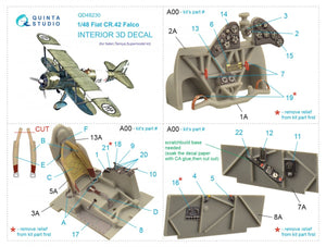 Intérieur imprimé en 3D et coloré sur papier décalcomanie Quinta Studio QD48230 Fiat CR.42 (Italeri) 1/48 – Bild 2