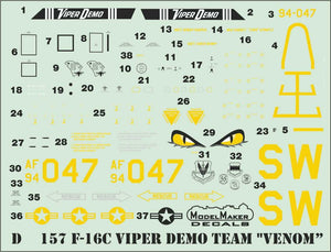 ModelMaker Decals D48157 F-16C Viper Demo Team &amp;quot;Venom&amp;quot; 1/48 – image 3