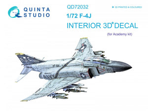 Intérieur imprimé en 3D et coloré sur papier décalcomanie Quinta Studio QD72032 F-4J (pour maquette Academy) 1/72