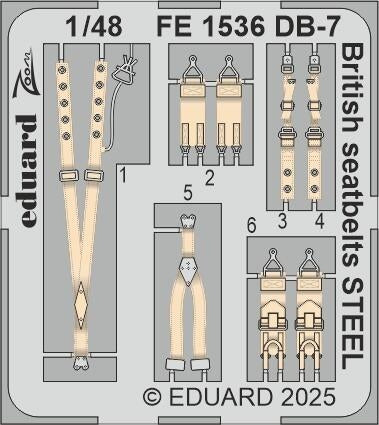 Ceintures de sécurité britanniques Eduard FE1536 DB-7 Boston III, maquettes en acier de Hong Kong, échelle 1/48