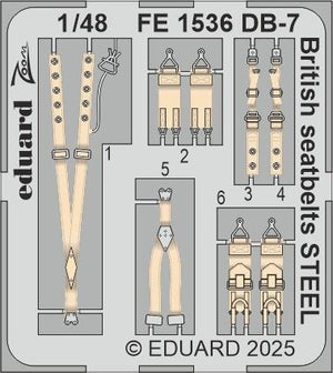 Ceintures de sécurité britanniques Eduard FE1536 DB-7 Boston III, maquettes en acier de Hong Kong, échelle 1/48