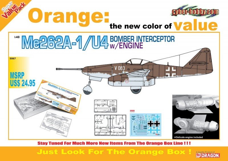 Cyber ​​Hobby 5567 Me262A-1/U4 BOMBER INTERCEPTOR avec moteur (1/48)