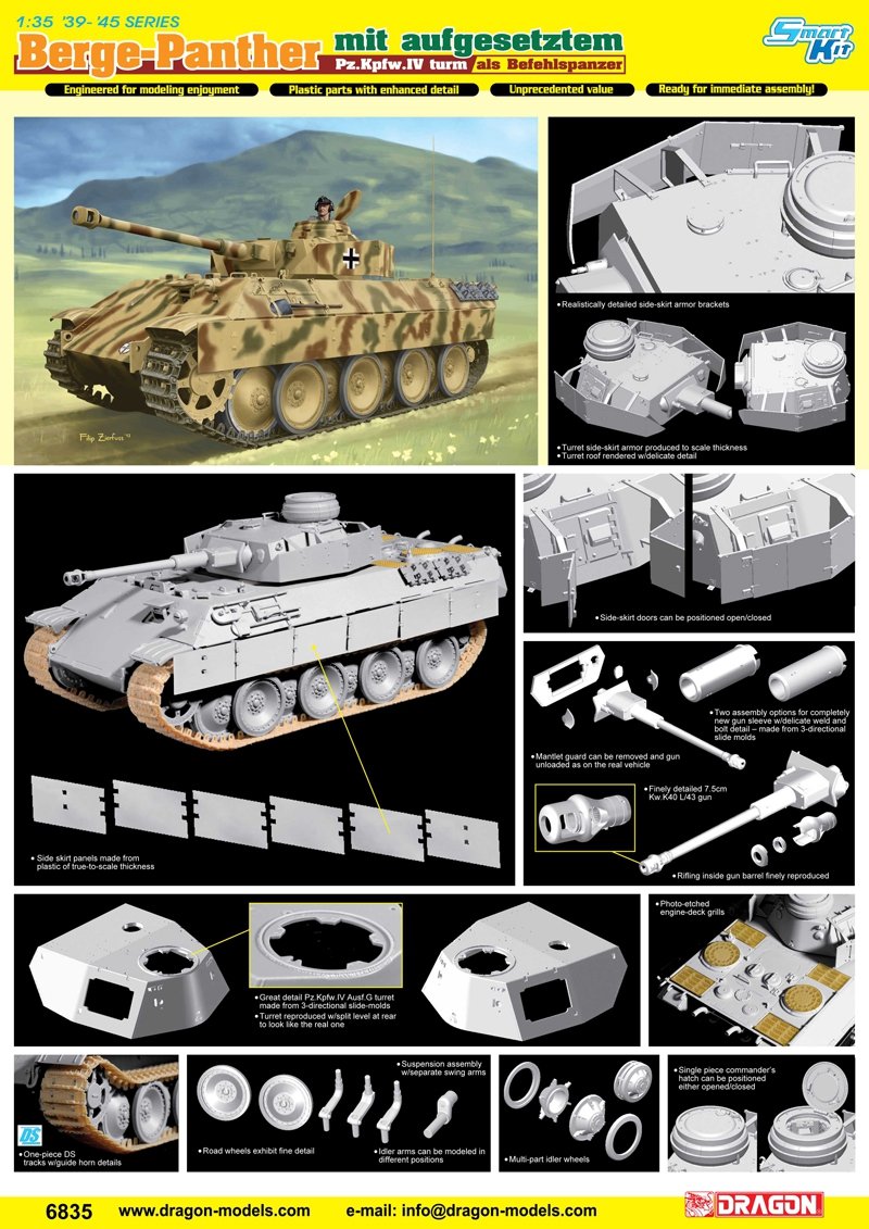 Dragon 6835 Bergepanther avec Aufgesetztem Pz.Kpfw.IV Turm Als Befeh 1/35 – image 5