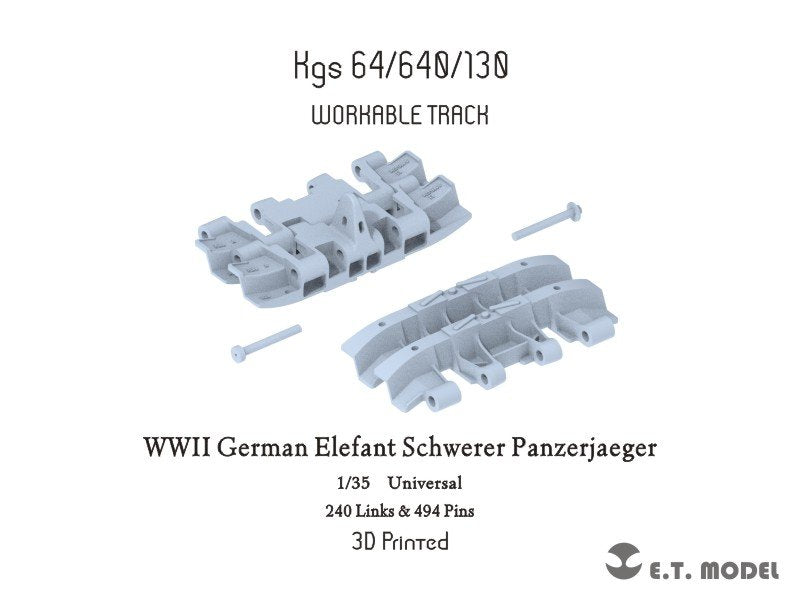 ET modèle P35-009 WWII allemand Elefant Schwerer Panzerjaeger piste réalisable (imprimé en 3D) 1/35
