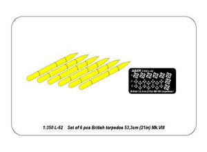 Aber 350L-62 Ensemble de 6 torpilles britanniques 53,3 cm MK.VIII (1/350)  – immagine 4