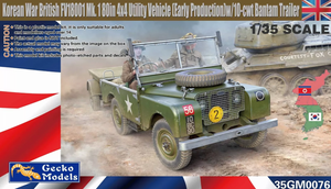 Gecko Models 35GM0076 Guerre de Corée Véhicule utilitaire britannique FV18001 Mk. 1 80 pouces 4x4 (première production) avec remorque Bantam de 10 quintaux 1/35