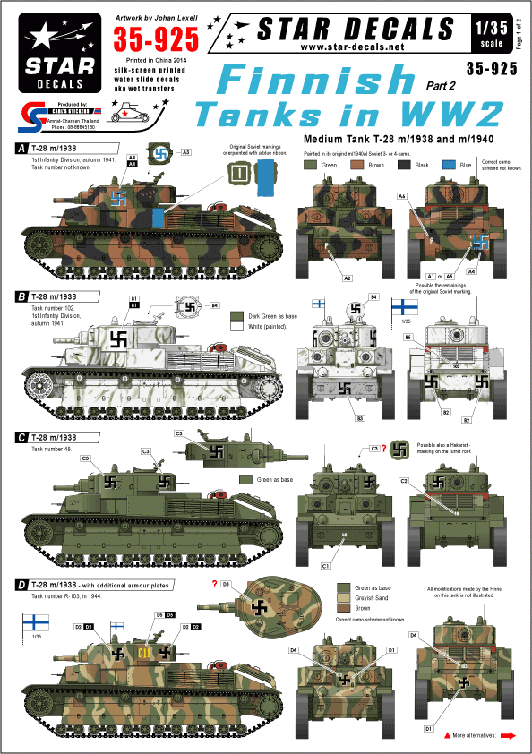 Star Decals 35-925 Chars finlandais de la Seconde Guerre mondiale 1/35