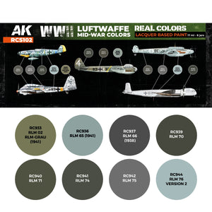AK Interactive RCS102 Couleurs de la Luftwaffe de la Seconde Guerre mondiale (milieu de guerre) 8 x 17 ml – image 2