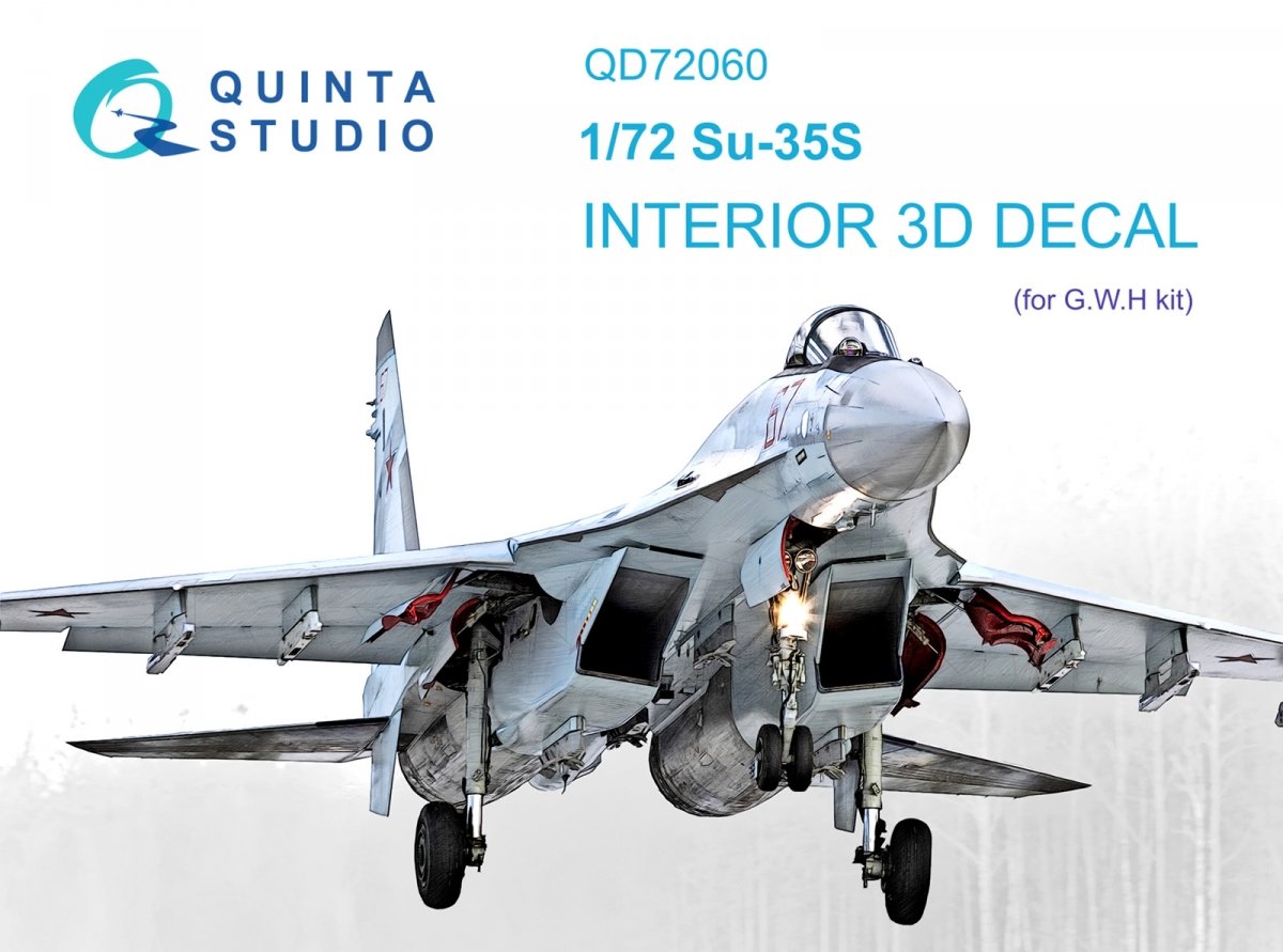 Intérieur imprimé en 3D et coloré sur papier décalcomanie Quinta Studio QD72060 Su-35S (GWH) 1/72