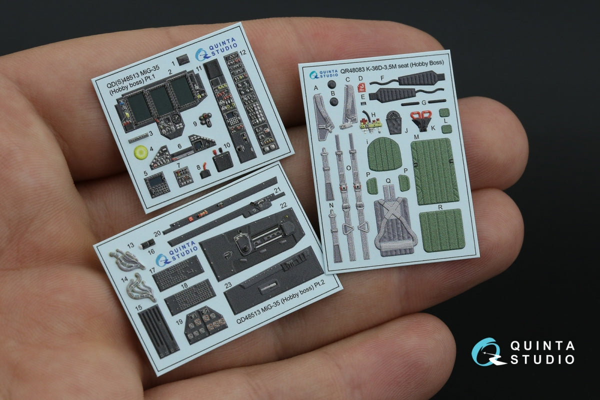 Intérieur coloré imprimé en 3D sur papier décalcomanie pour MiG-35 (Quinta Studio QD48513, HobbyBoss) à l&amp;#39;échelle 1/48 – image 3