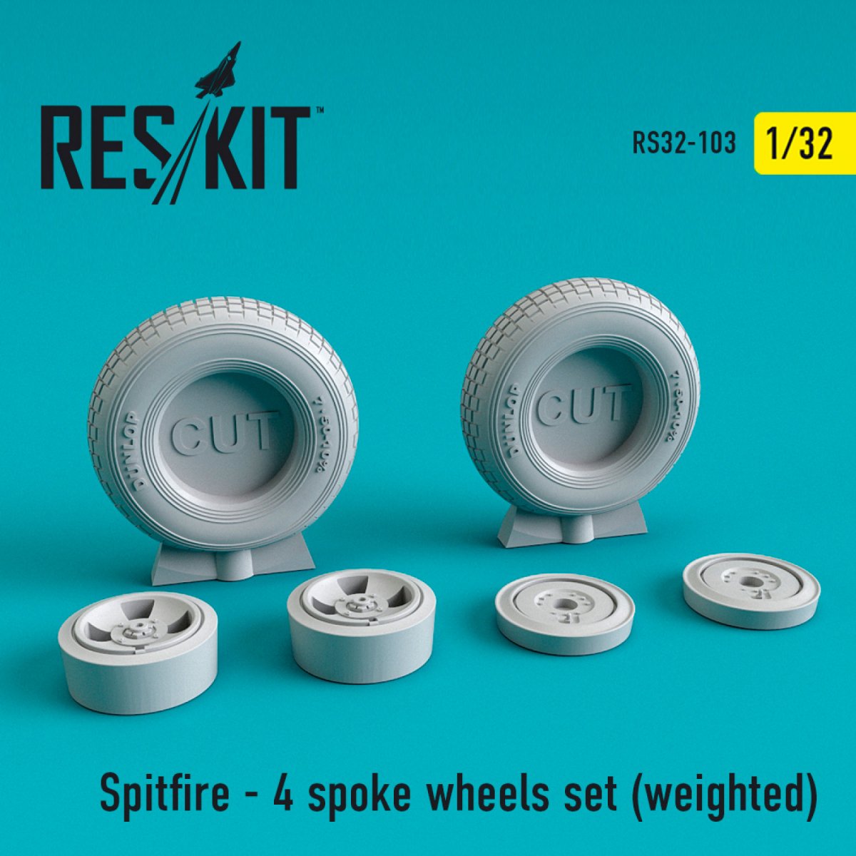 RESKIT RS32-0103 SPITFIRE (4 BRANCHES) JEU DE ROUES (LESTÉ) 1/32