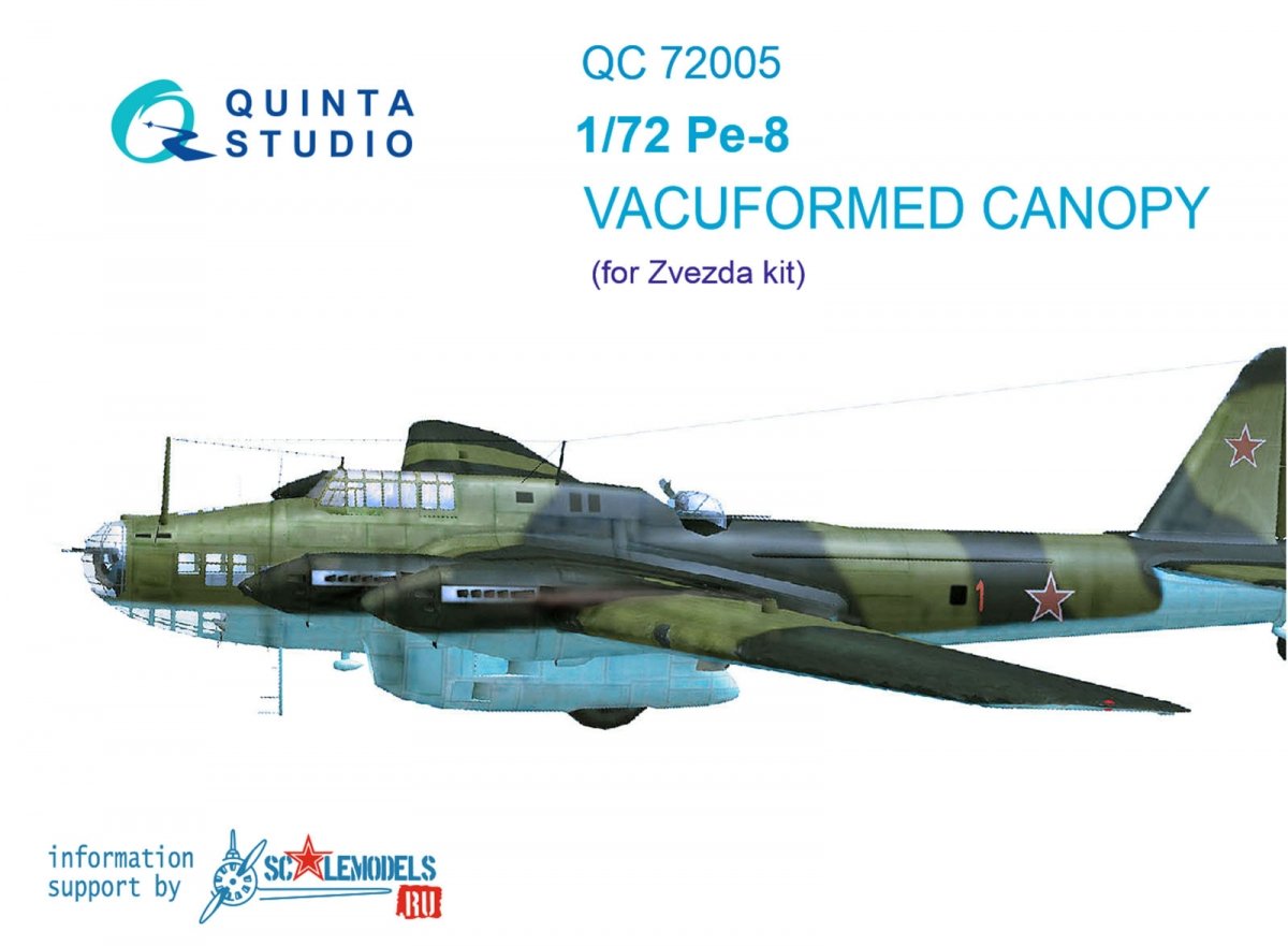 Verrière transparente thermoformée Quinta Studio QC72005 Pe-8 (pour kit Zvezda 7264) 1/72